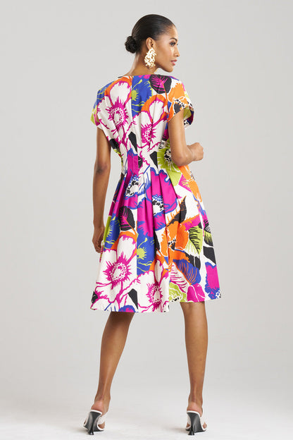 Buy Cote D'Azur Cotton Chino Fit & Flare Pleated Dress in Multi Online Multi