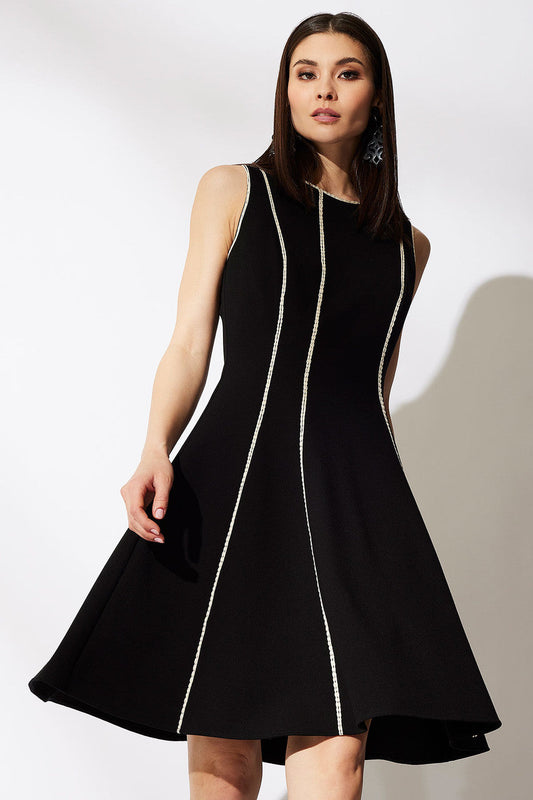 Buy Compact Knit Embroidered Dress in Black Online Black