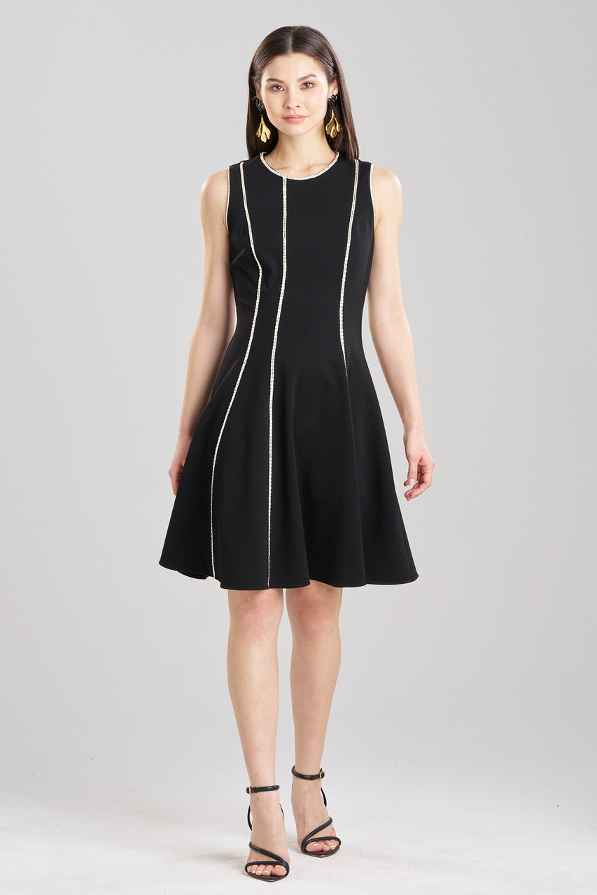 Buy Compact Knit Embroidered Dress in Black Online Black