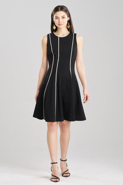 Buy Compact Knit Embroidered Dress in Black Online Black