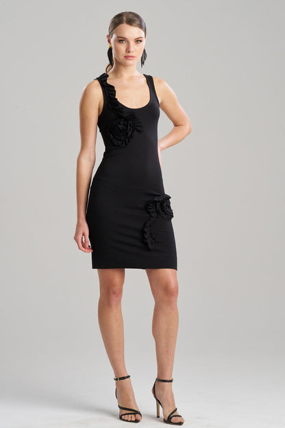 Buy Light Weight Ponte Embroidered Tank Dress in Black Online Black