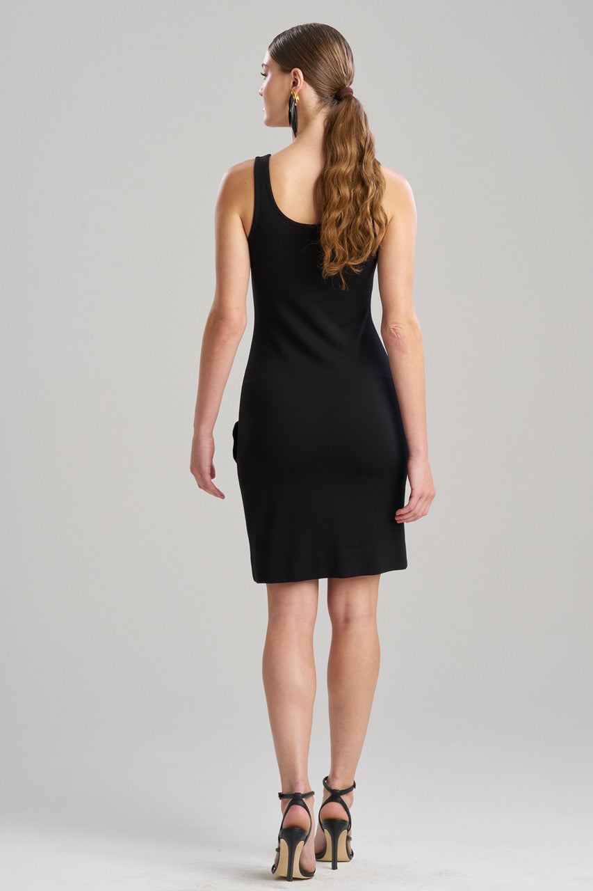 Buy Light Weight Ponte Embroidered Tank Dress in Black Online Black