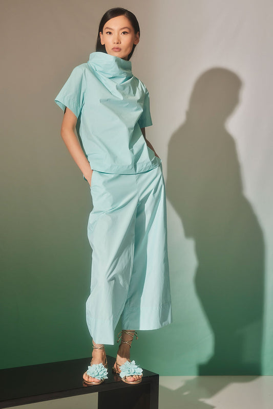 Techno Poplin Cropped Pants Mizu Blue