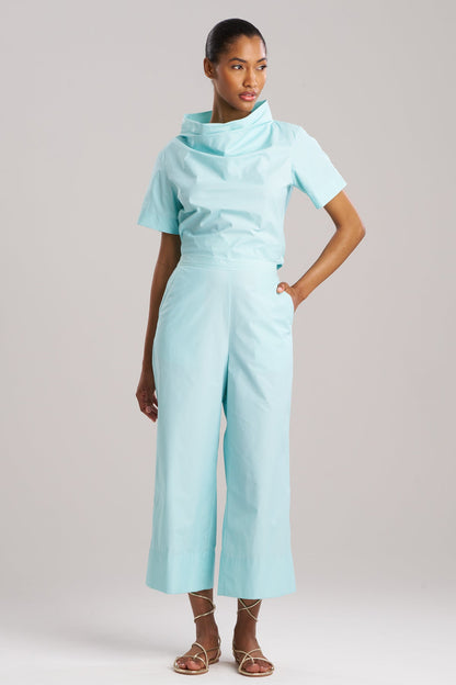 Techno Poplin Cropped Pants Mizu Blue