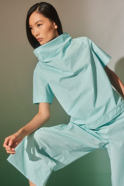 Techno Poplin Cropped Pants Mizu Blue