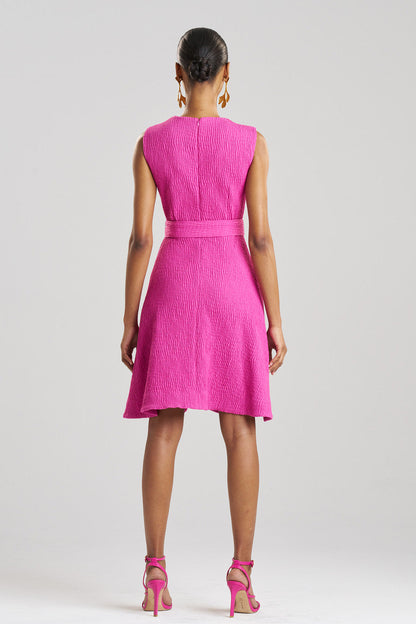 Buy Textured Cotton Jacquard Sleeveless Dress in Bright Berry Online Bright Berry