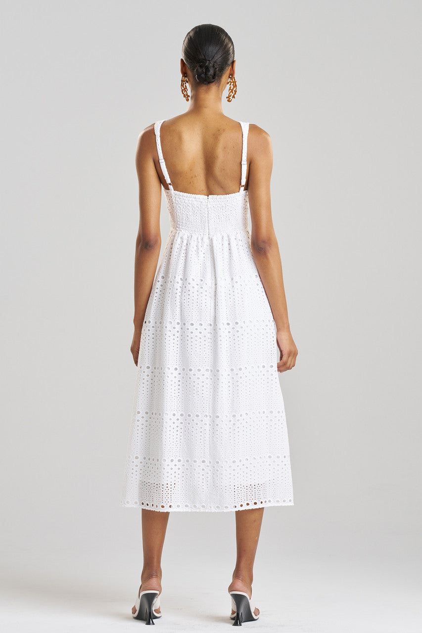 Buy Round Eyelet Dress in White Online White