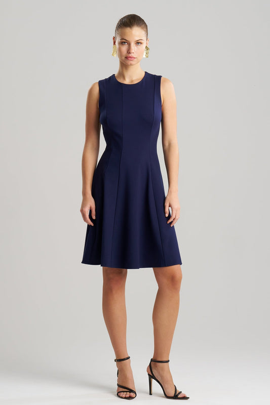 Compact Knit Fit & Flare Dress Midnight Navy