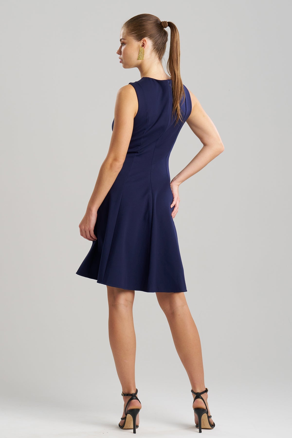 Compact Knit Fit & Flare Dress Midnight Navy
