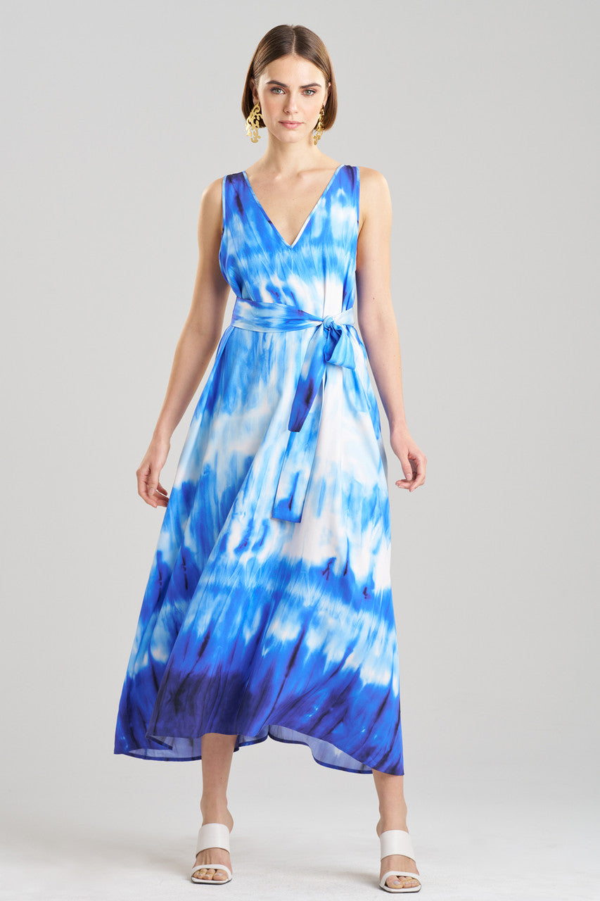 Buy Santorini Printed Cotton Silk Trapeze Tank Dress in Majorelle Online Majorelle