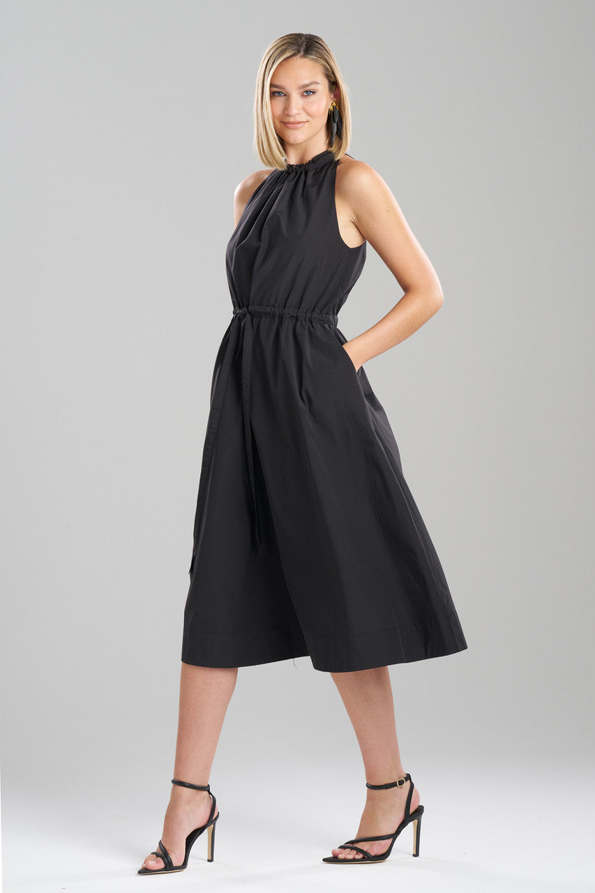 Buy Techno Poplin Dress in Black Online Black
