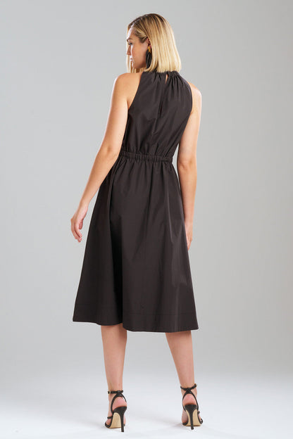 Buy Techno Poplin Dress in Black Online Black
