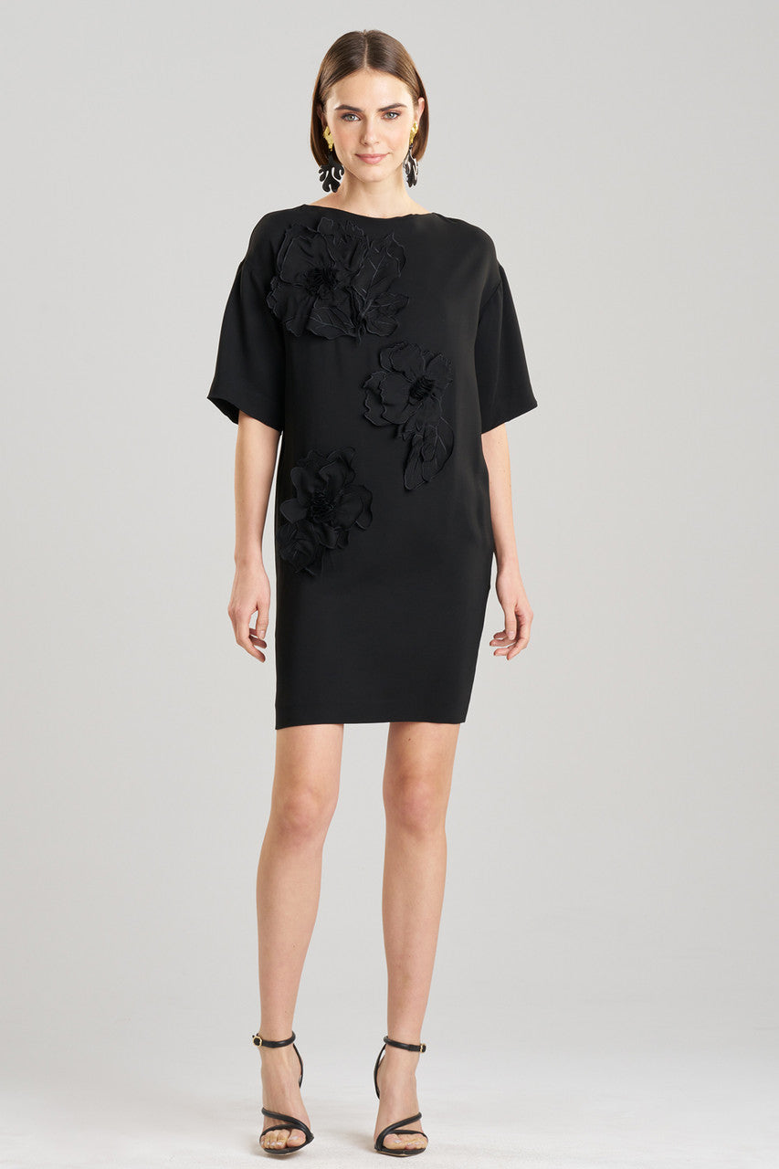 Buy Stretch Crepe Embellished T-Shirt Dress in Black Online Black