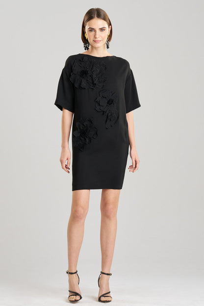 Buy Stretch Crepe Embellished T-Shirt Dress in Black Online Black