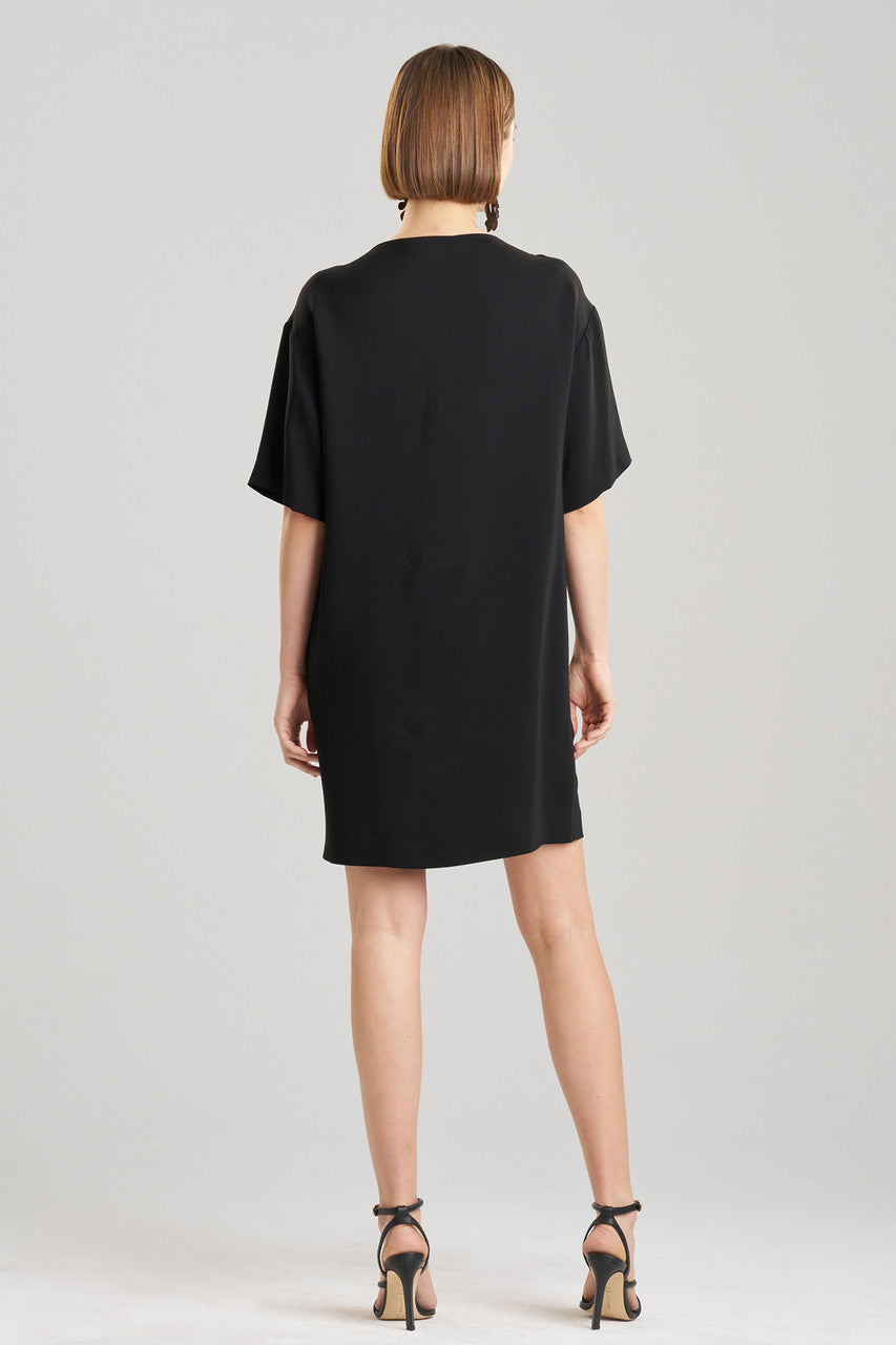 Buy Stretch Crepe Embellished T-Shirt Dress in Black Online Black