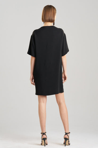 Buy Stretch Crepe Embellished T-Shirt Dress in Black Online Black