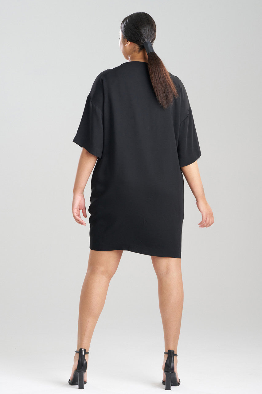 Buy Stretch Crepe Embellished T-Shirt Dress in Black Online Black