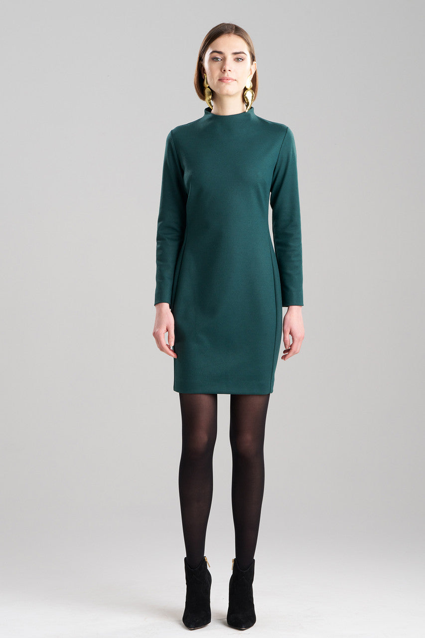 Buy Double Jersey Mock Neck Sheath Dress in Bottle Green Online Bottle Green