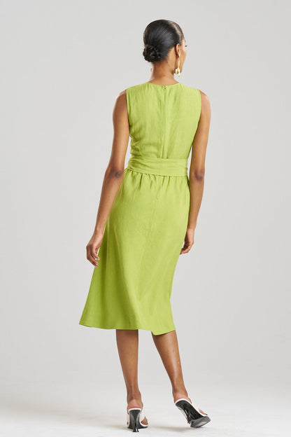 Buy Linen Embroidered Fit & Flare Dress in Pear Online Pear