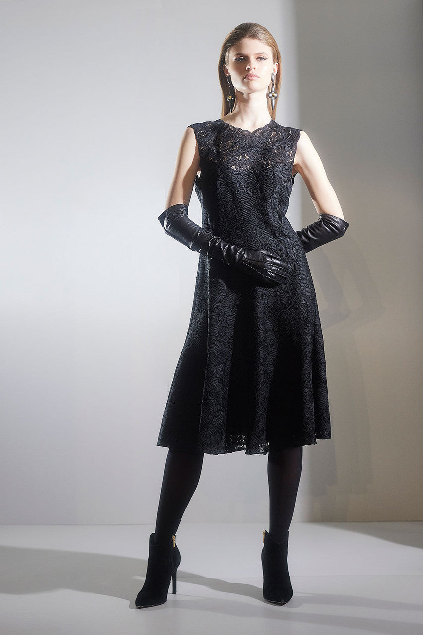 Buy Mantilla Lace Sleeveless Dress in Black Online Black