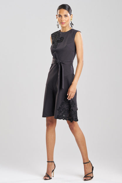 Buy Cotton Chino Fit & Flare Embroidered Dress in Black Online Black