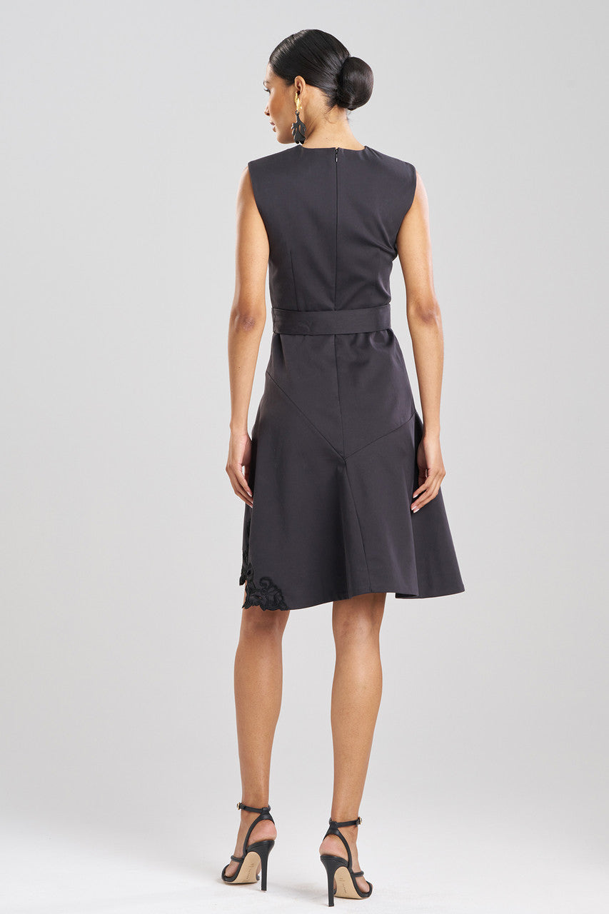 Buy Cotton Chino Fit & Flare Embroidered Dress in Black Online Black