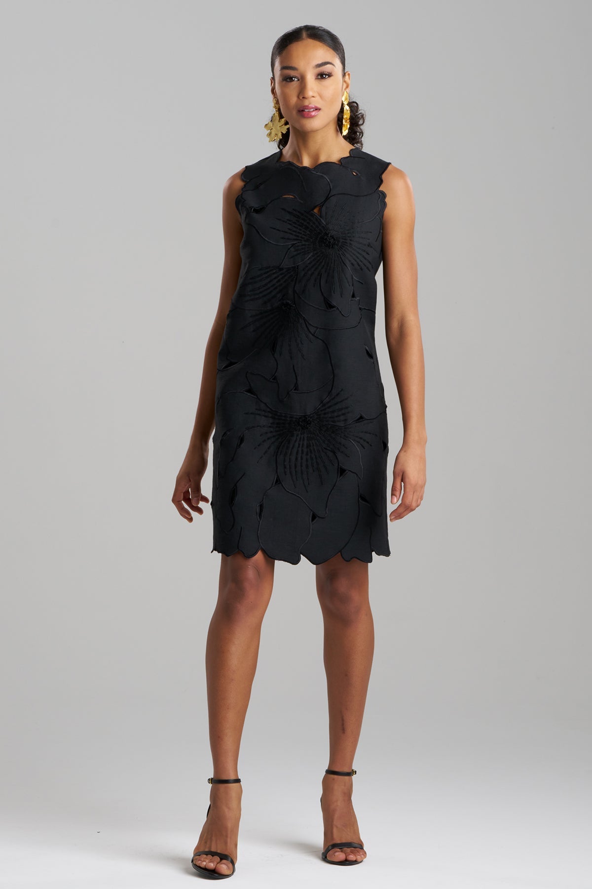 Couture Canvas Embellished Shift Dress Black