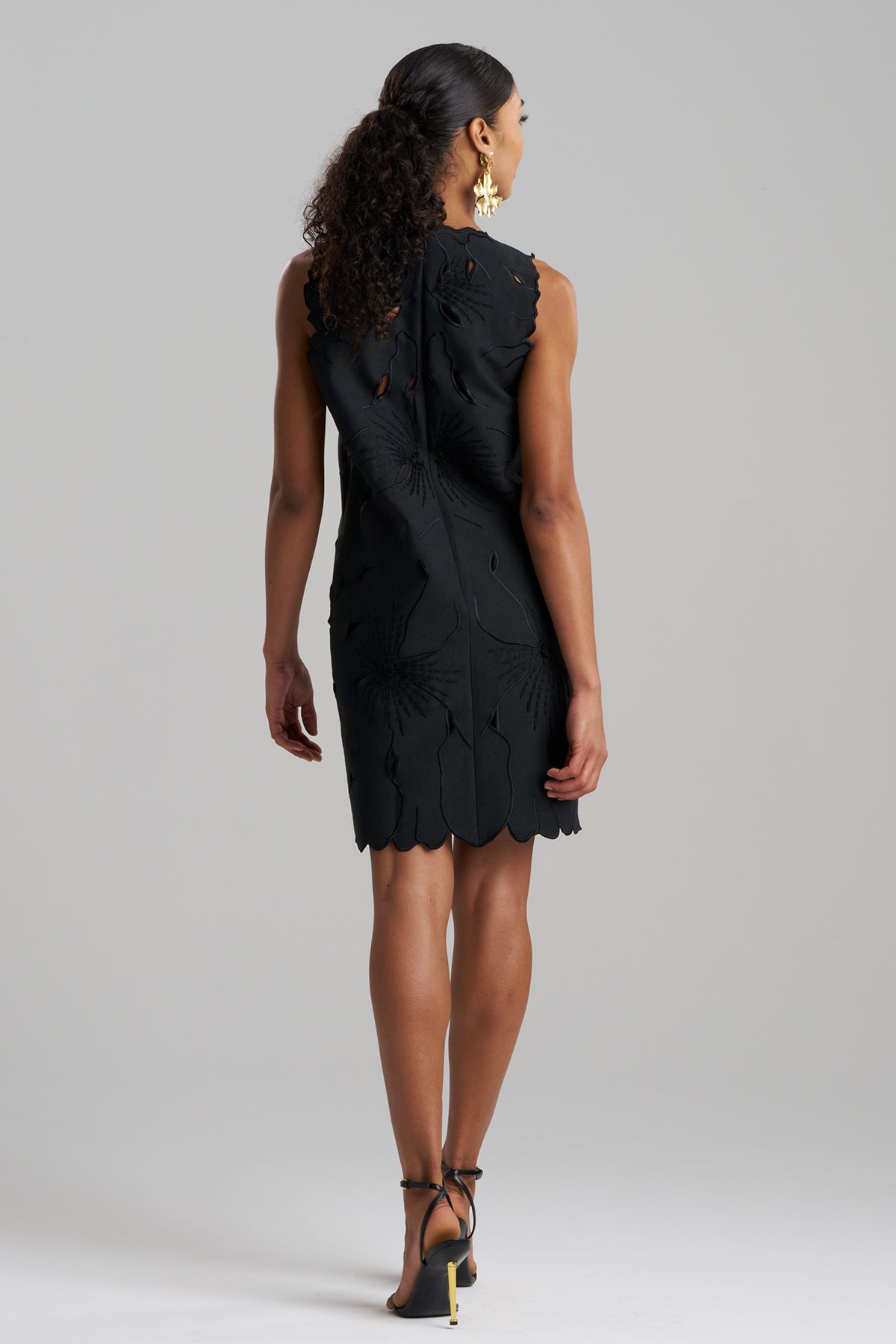 Couture Canvas Embellished Shift Dress Black