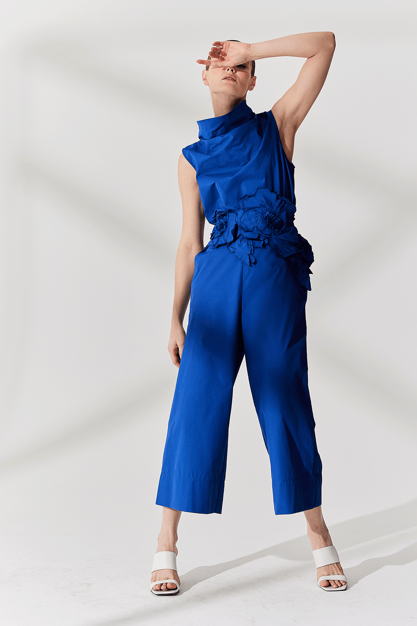 Buy Techno Poplin Cropped Pants in Cobalt Online Cobalt