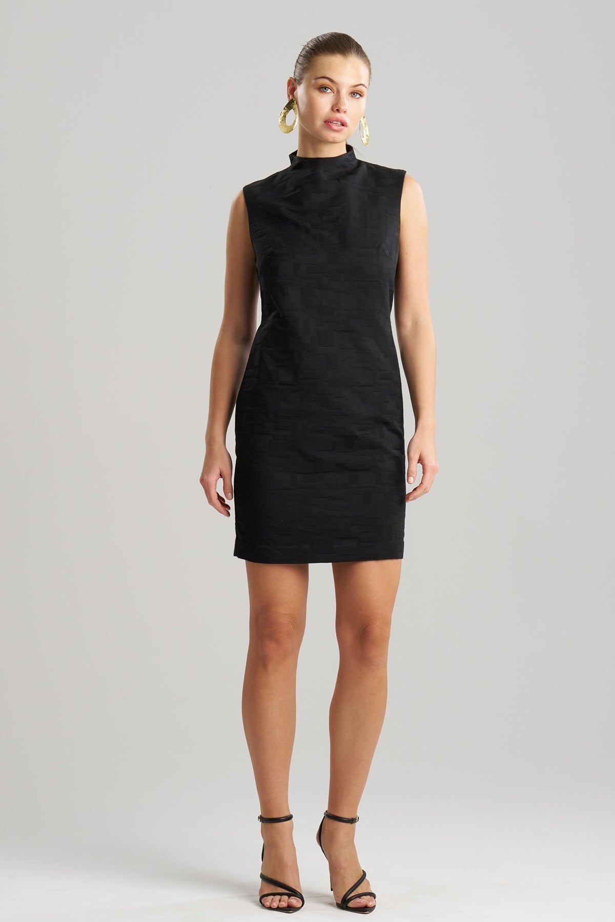 Buy Geo Texture Jacquard Sheath Dress online Black