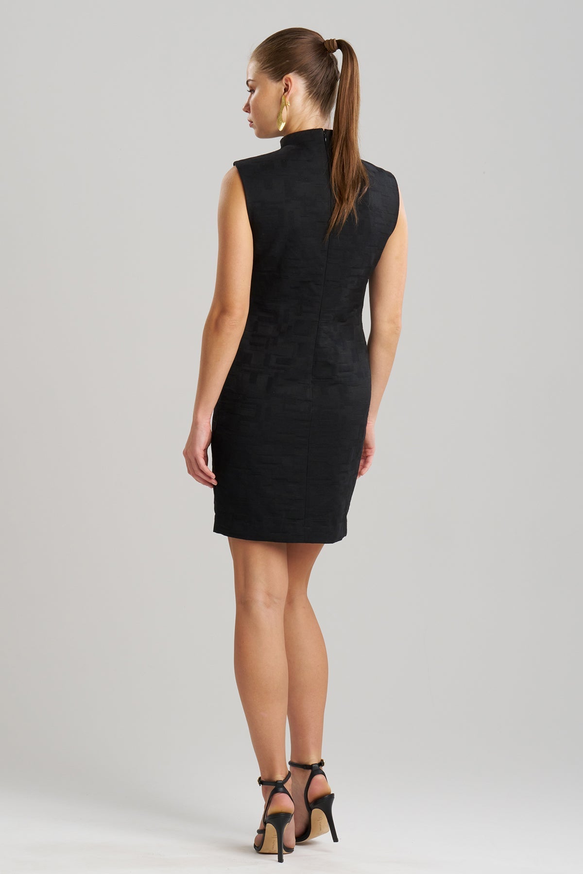 Buy Geo Texture Jacquard Sheath Dress online Black