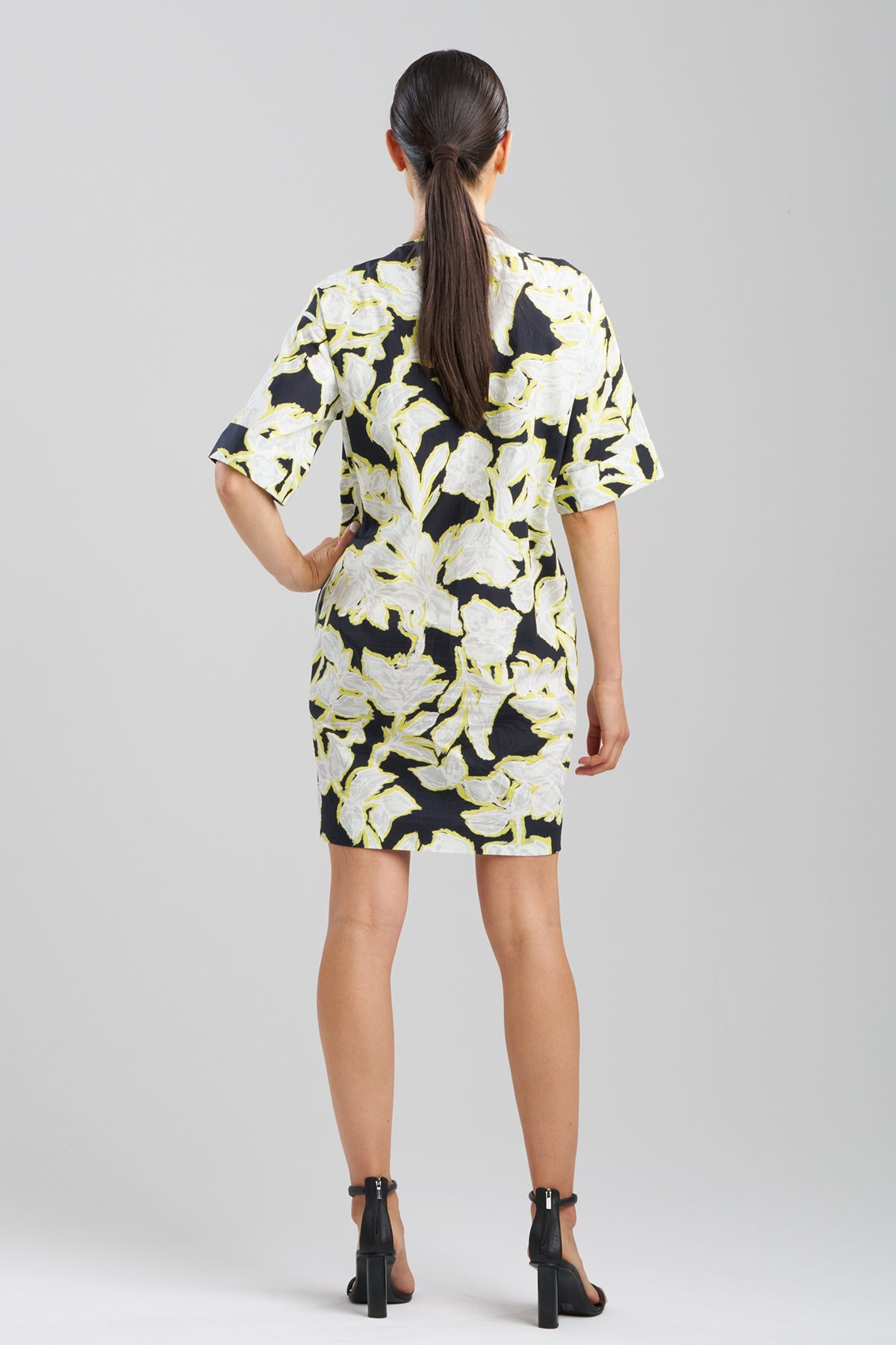 Misty Floral Cotton T-Shirt Dress Black