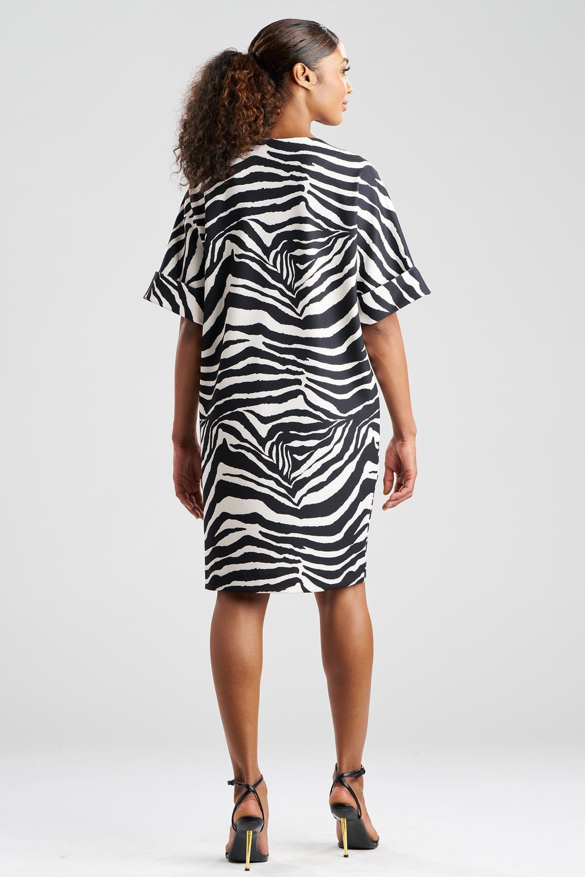 Zebra Knit Crepe T-Shirt Dress Black/White