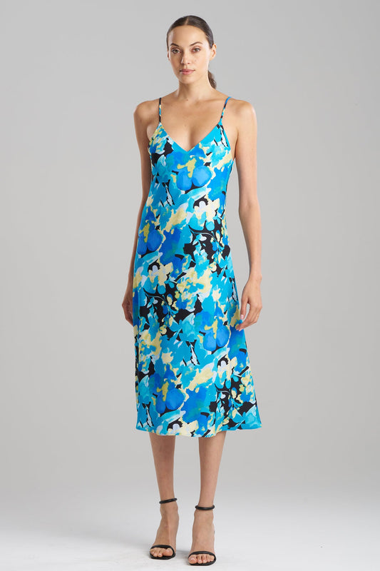 Bright Floral Slip Dress Blue