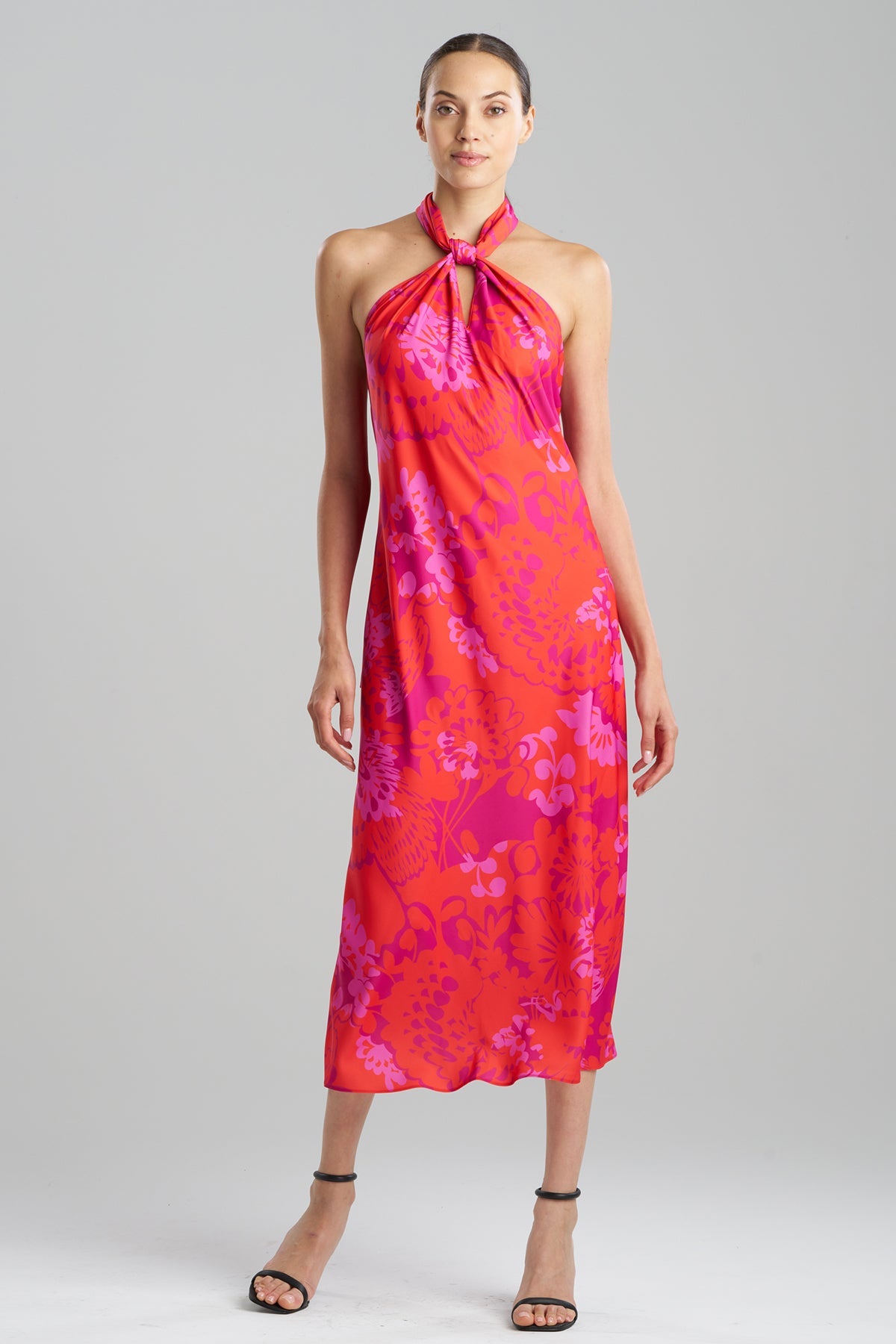 Bloom Halterneck Dress Fuchsia