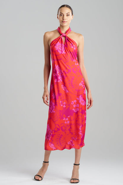 Bloom Halterneck Dress Fuchsia