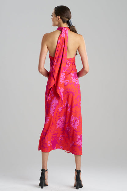 Bloom Halterneck Dress Fuchsia