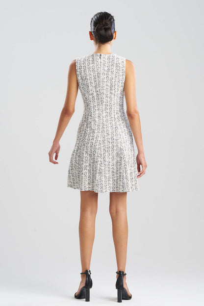 Buy Tweed Pleated Dress in Natural/Black Online Natural/Black