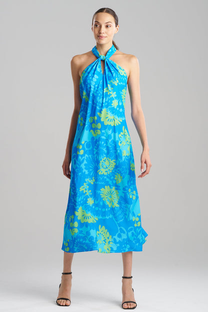 Bloom Halterneck Dress Blue