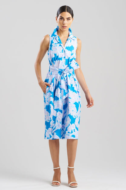 Misty Floral Cotton Halter Shirt Dress Malibu Blue