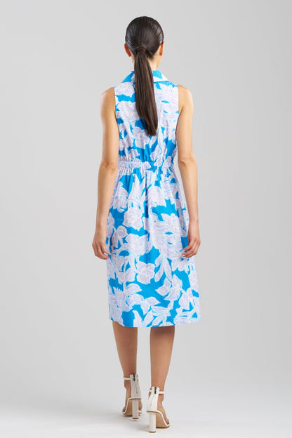 Misty Floral Cotton Halter Shirt Dress Malibu Blue