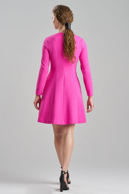 Scuba Crepe Pleated Dress Rose Pink