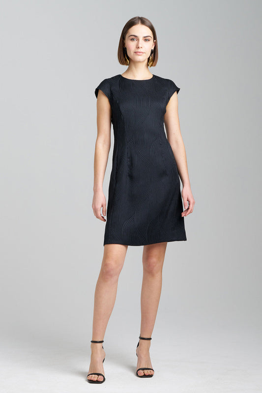 Buy Scroll Jacquard Shift Dress in Black Online Black