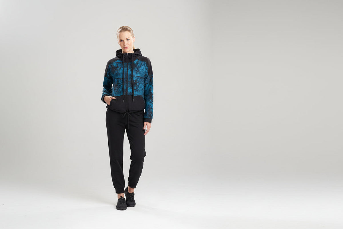 Buy Interlocked Full Zip Hoodie in Dark Teal Online Dark Teal
