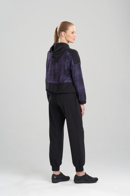 Buy Interlocked Full Zip Hoodie in Purple Black Online Purple Black