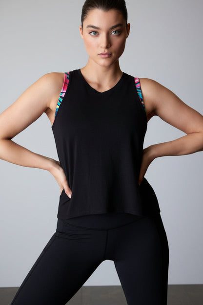 Buy Layering Elements High Low Tank in Black Online Black