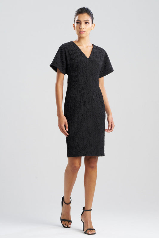 Buy Crinkle Jacquard Dolman Dress online Black
