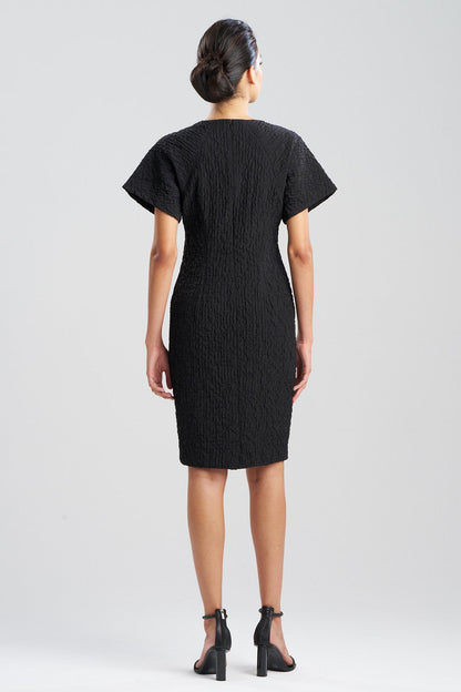 Buy Crinkle Jacquard Dolman Dress online Black